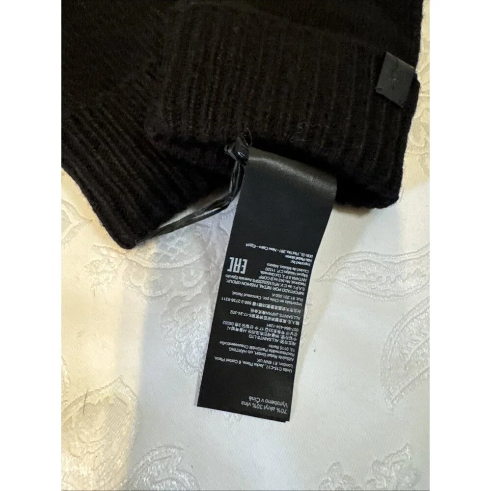All Saints Gloves Black Women Mixed Stitch Knit Wool Blend Outdoor Streetwear NE